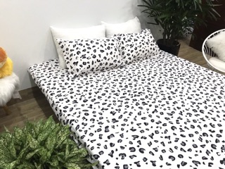 Bộ chăn ga gối poly cotton da báo