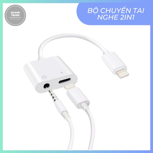 Bộ Chuyển Tai Nghe 2in1 Chia Cổng lP 7/ 8/ X/ 11/ 12/ 13 Hỗ Trợ Kèm Mic 3.5Mm