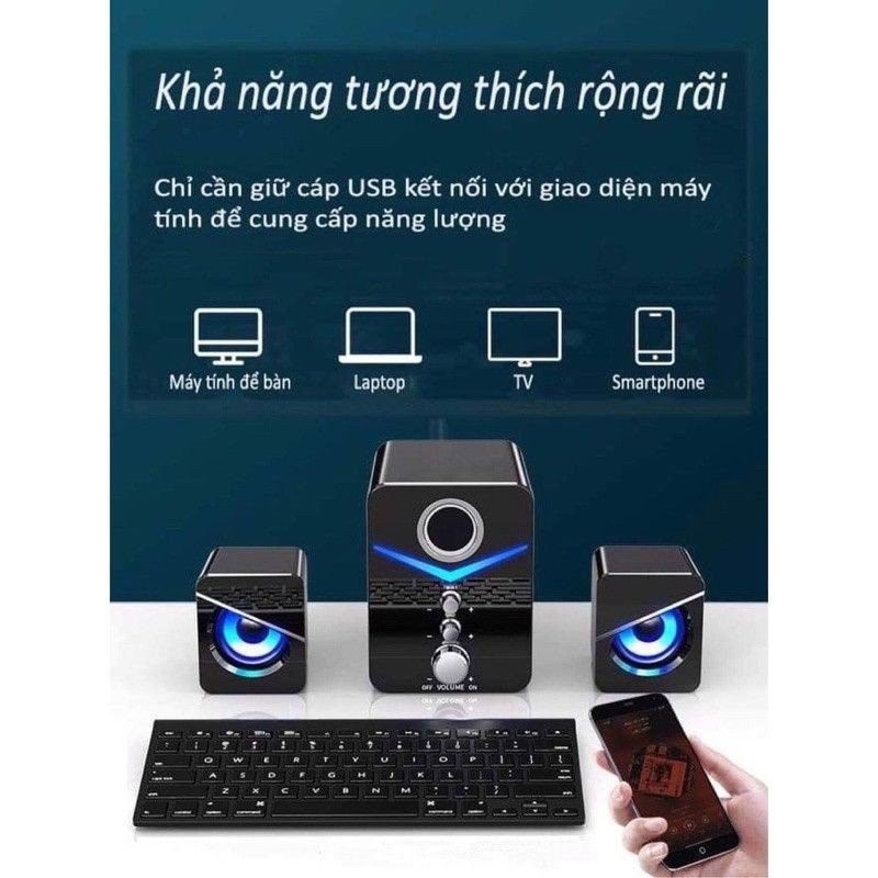 LOA MÁY TÍNH ĐỂ BÀN CAO CẤP D221 LOA 2.1 SUPER BASS, CÓ LED, DÒNG LOA CHUYÊN DỤNG CHO LAPTOP  ĐIỆN THOẠI - AnPhuStore