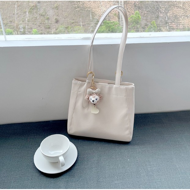Túi tote da đeo vai da trơn cúc bấm 2 bên vừa A4 cực xinh