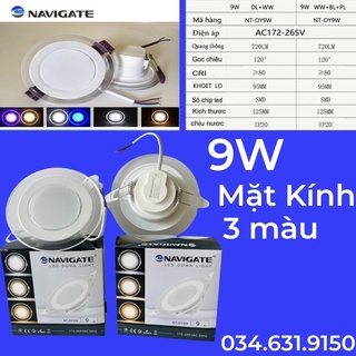 Âm trần 9W 3 màu mặt kính trong suốt Navigate loại tốt chất lượng