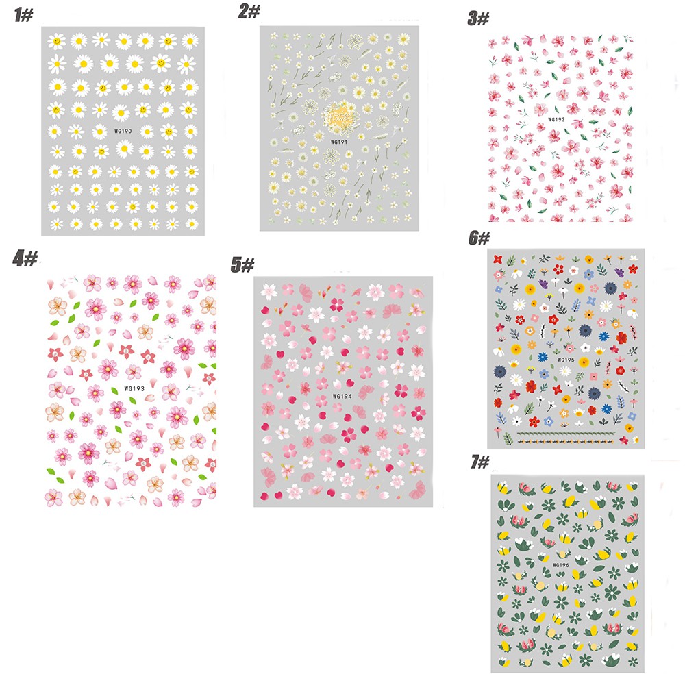 [Hàng mới về] Nhãn dán trang trí móng tay họa tiết hoa cúc 3D nhiều kiểu xinh xắn thời trang dành cho nữ