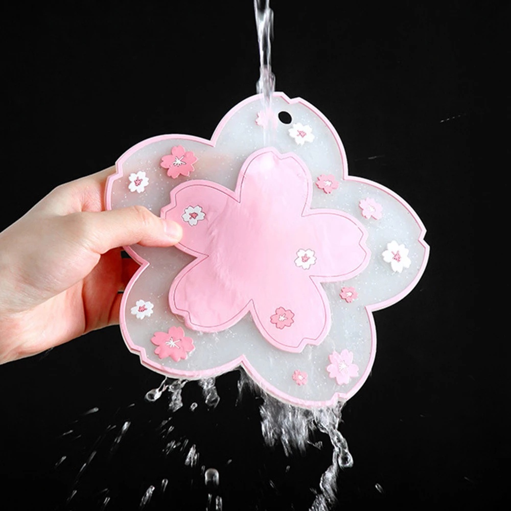 Tấm Lót Ly Cách Nhiệt Chống Trượt Hình Hoa Anh Đào Dễ Thương