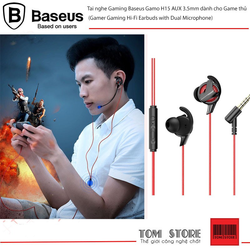 Tai nghe Gaming Baseus Gamo H15 AUX 3.5mm dành cho Game thủ-Hàng phân phối chính hãng