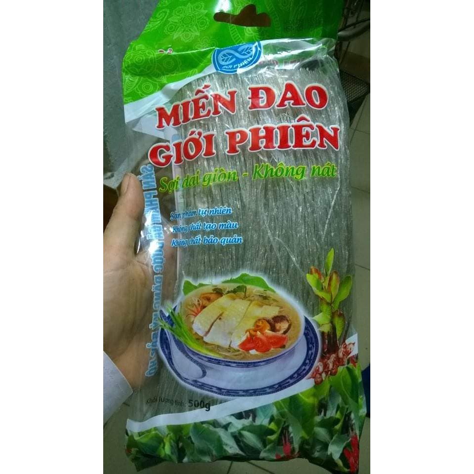 Túi 500g miến đao giới phiên yên bái, 100% làm từ củ dong, không chất bảo quản, sợi miến dai giòn thơm, không bị nát