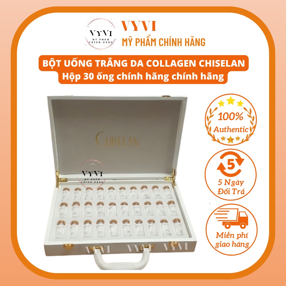 Bột uống trắng da Collagen Chiselan Hàng Chính Hãng Hộp 30 ống - Mỹ Phẩm Vyvi