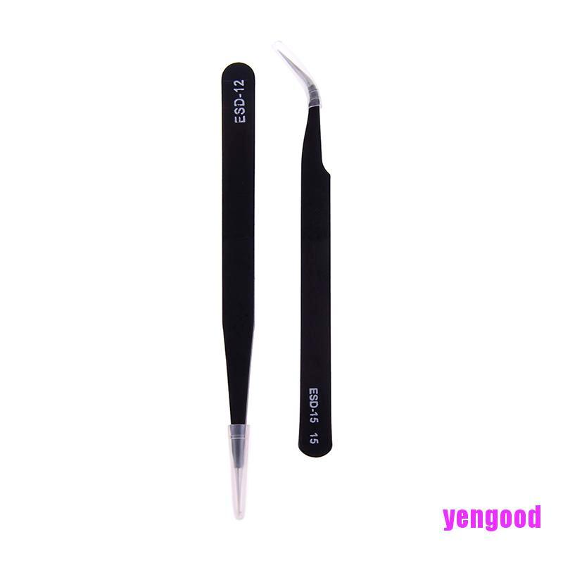 Set 2 nhíp thẳng bằng thép không gỉ chống tĩnh điện chuyên dụng làm bánh