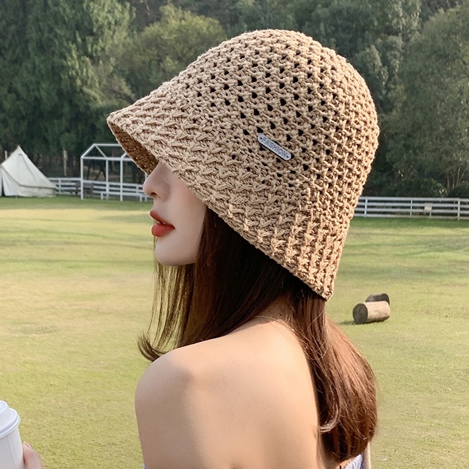 Mũ Bucket Dệt Kim Hở Lỗ Phong Cách Hàn Quốc Thời Trang Xuân Hè Cho Nữ