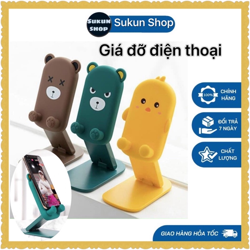 🥰 Giá ĐỡĐiện Thoại Hình Con Gấu Hoạt Hình dễ Thương/ có Thể Điều Chỉnh độ Cao🥰