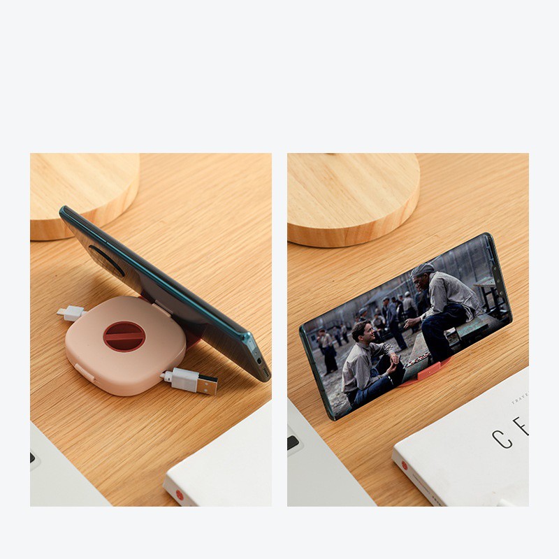 Giá đỡ điện thoại kiêm hộp quấn cáp tai nghe đa năng 2in1 - Minh An Saigon