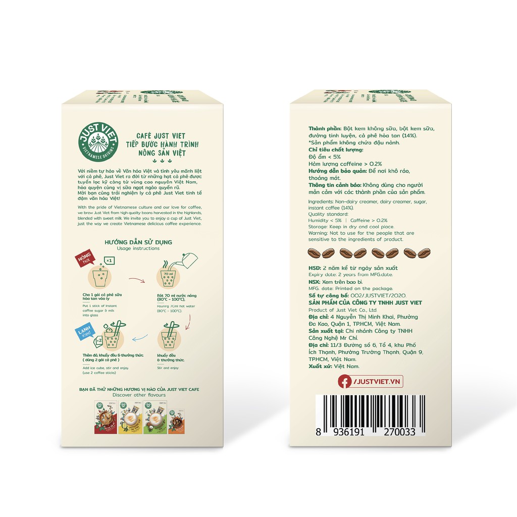 Cà Phê Đen Just Viet - Đúng Điệu Gu Việt - Sánh Đậm Tự Nhiên - Hộp 15 gói x 2g | BigBuy360 - bigbuy360.vn