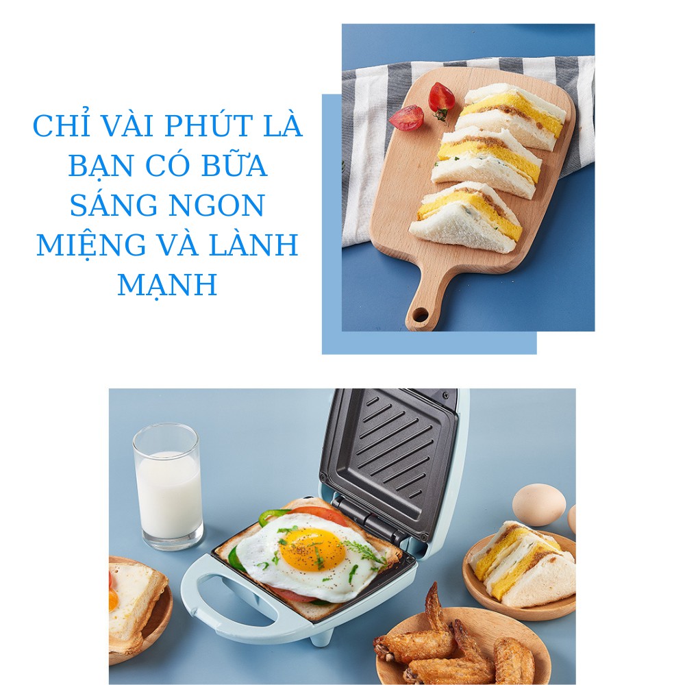 Máy Kẹp Nướng Bánh Mì 2 mặt dùng để ép sandwich rán trứng nướng thịt làm đồ ăn sáng TIME HOME.