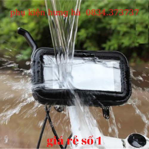 Giá đỡ,Kẹp điện thoại gắn trên xe máy chống nước đi mưa 6inch có bao da dùng được cảm ứng
