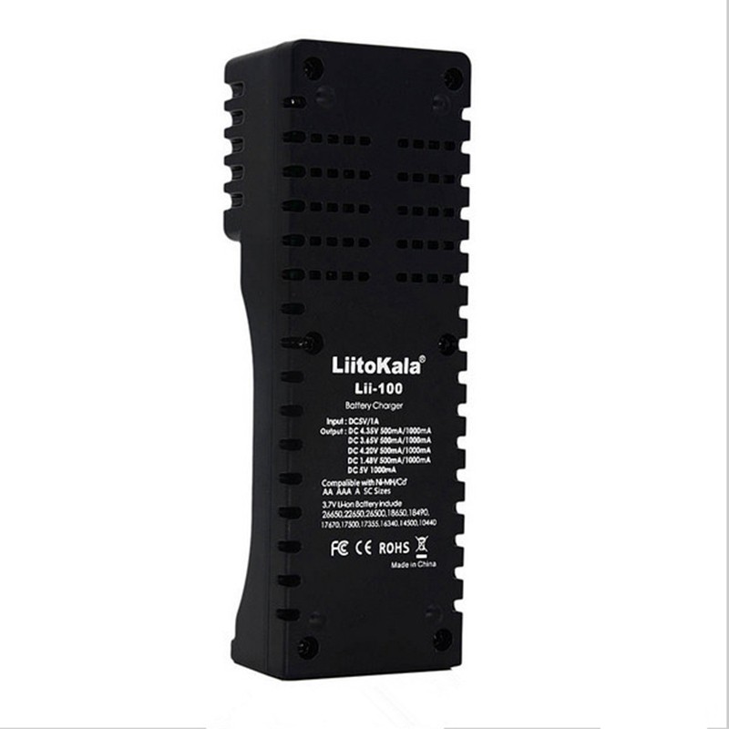 Liitokala 2 Pcs Battery Charger: 1 Pcs Lii-100B Battery Charger for 18650 26650 Ni-Mh Nicd Rechargeable Battery & 1 Pcs Lii-202 5V 2A Battery Charger