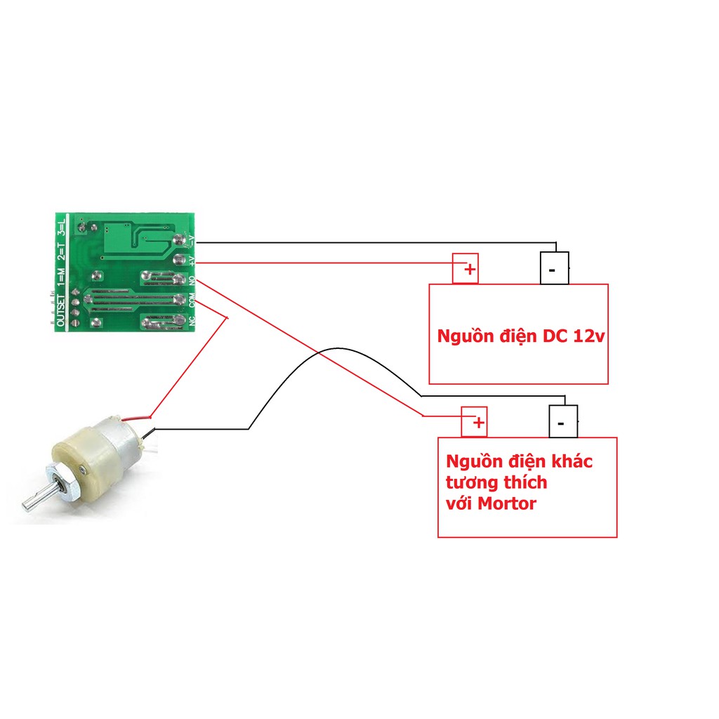 Mạch điều khiển RF tần số 433MHZ (Module Thu RF 433Mhz  1 Relay 12V - Học Lệnh)