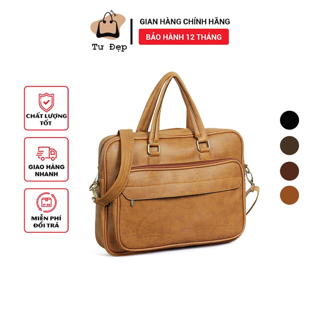 Cặp Xách Nam Cao Cấp Nam Tính Da Mềm Tư Đẹp Tudep Đựng Lap 16 inch HQ 17