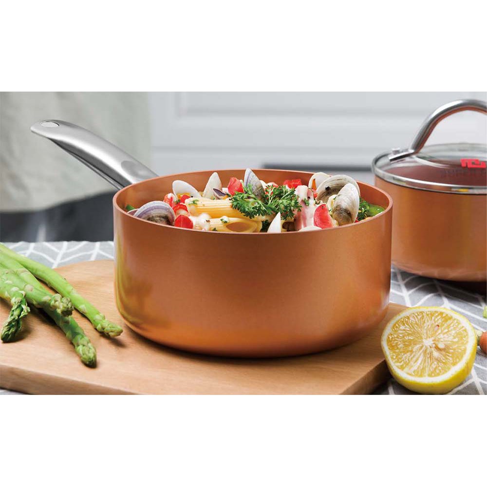 Nồi tròn nắp kính đáy từ SUPER CHEF - 14,18cm