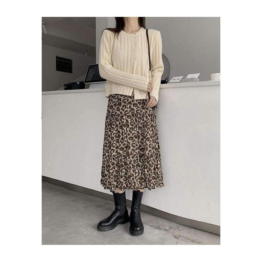 Chân váy chữ A lưng cao họa tiết da báo thời trang 2020 cho nữ