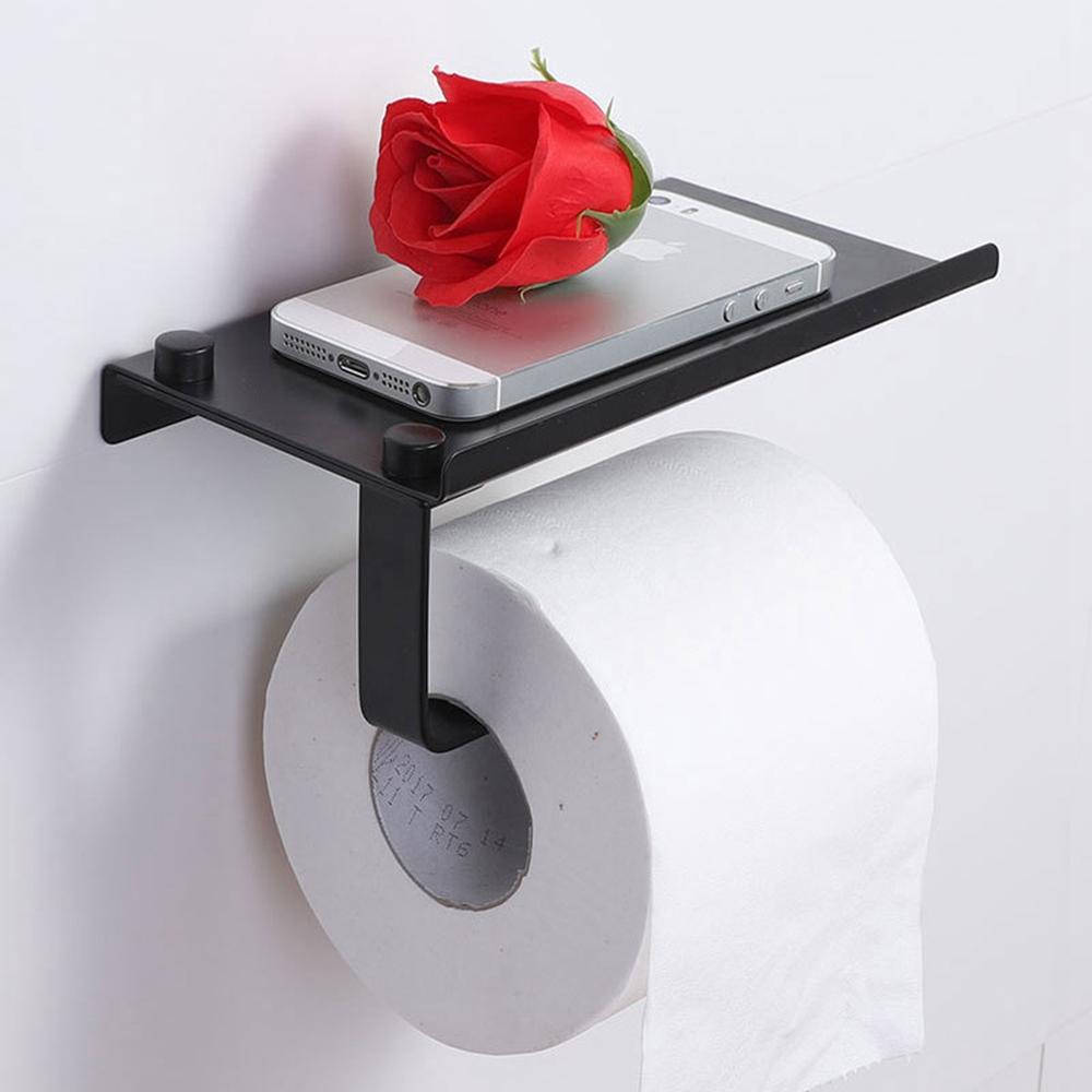 Giá Đỡ Cuộn Giấy Vệ Sinh Bằng Nhôm Màu Đen Tiện Dụng Cho Phòng Tắm