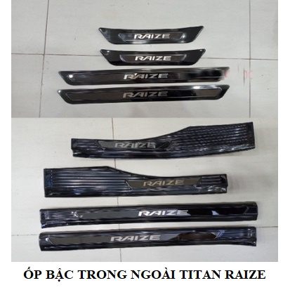 Ốp Bậc Cửa, Nẹp Bước Chân Toyota Raize 2021 - 2022, Vân TITAN Cao Cấp Tặng kèm keo dán hai mặt