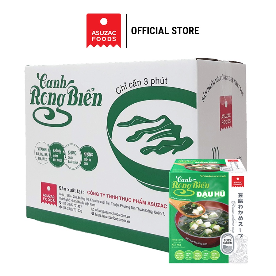 Thùng 12 hộp canh rong biển đậu hũ Asuzac (144 gói canh)