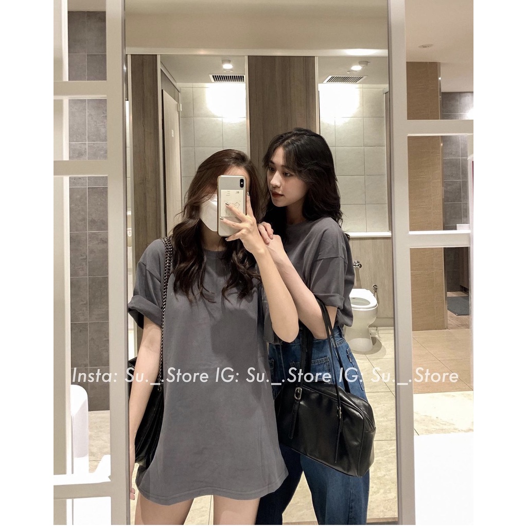 Áo phông thun nữ form rộng trơn nhiều màu chất cotton đẹp, Áo thun nữ cổ tròn tay ngắn bigsize màu trắng đen