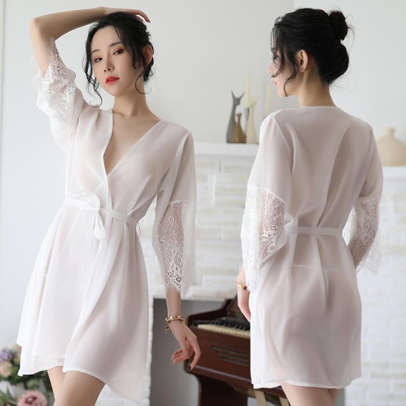 Váy ngủ xuyên thấu gợi cảm kiểu áo choàng kimono hàng nhập cao cấp