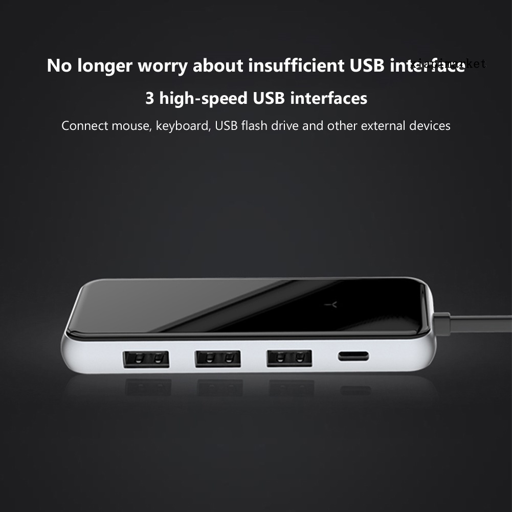 LOP_5 in 1 Type-C to HDMI-compatible PD Charging 3 USB 3.0 Ports Hub Adapter Dock for PC Laptop