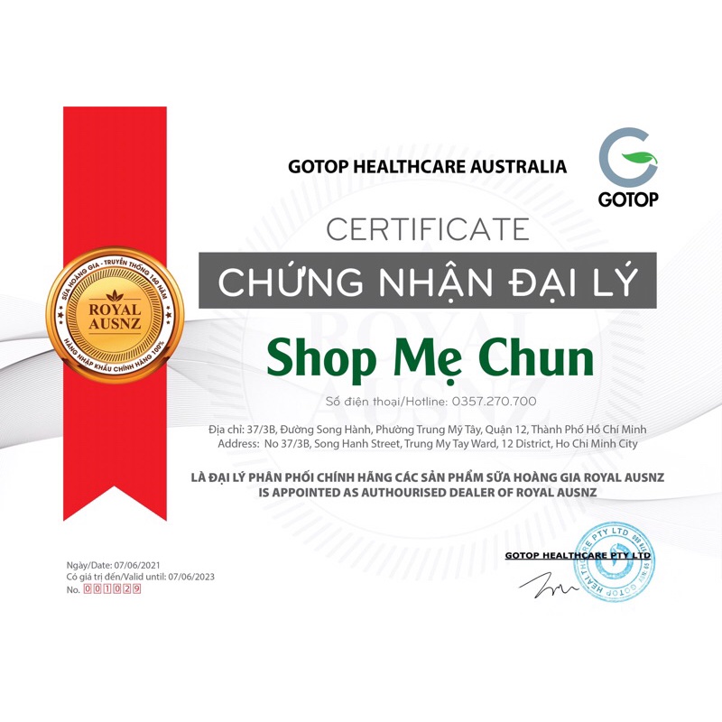 Sữa Bột Hoàng Gia Úc Lactoferrin Formula Milk BB-12