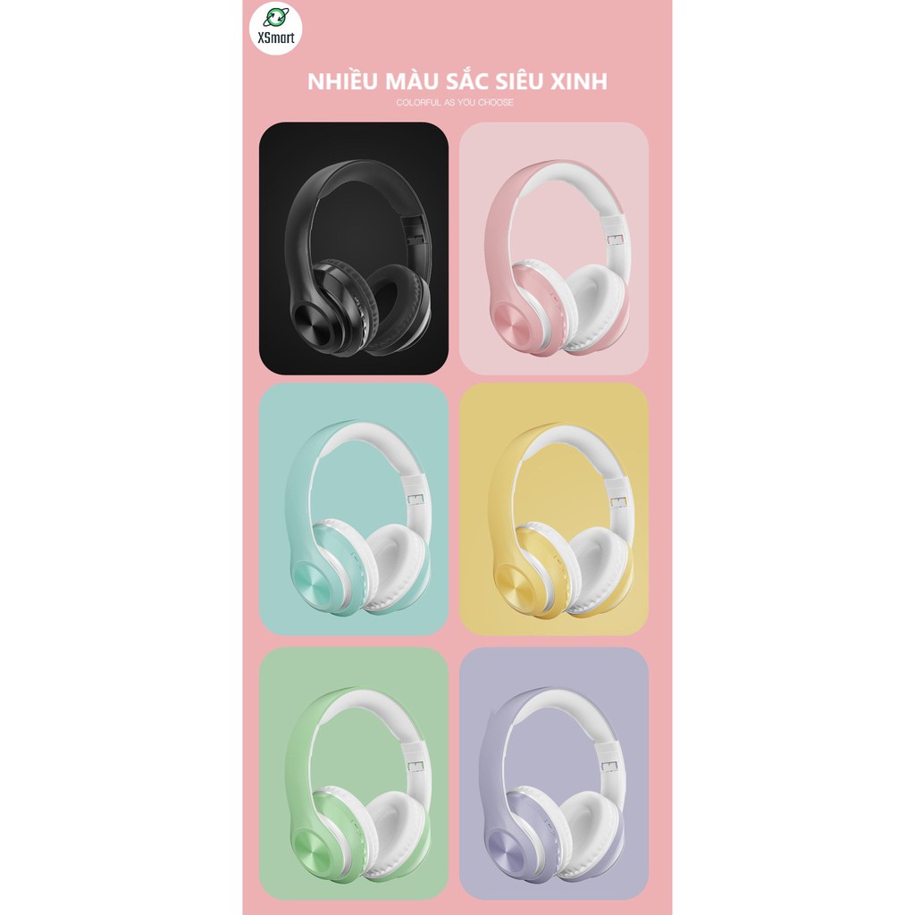 Tai Nghe Bluetooth Không Dây Chụp Tai Headphone VJ039 Super Bass Pro Nghe Nhạc Cực Đã, Tai Phone Ko Dây Điện Thoại