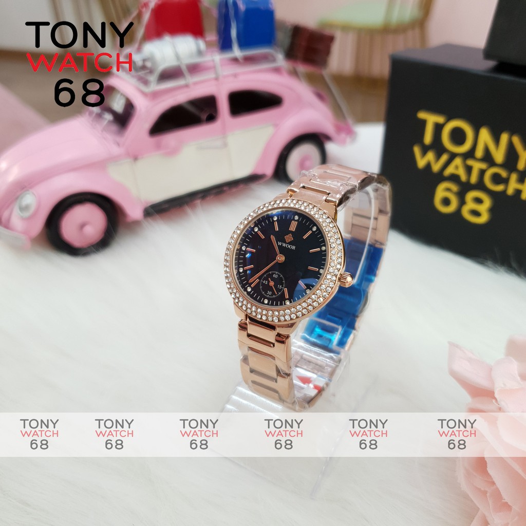 Đồng hồ nữ chính hãng Wwoor đeo tay dây kim loại chống nước tuyệt đối Tony Watch 68