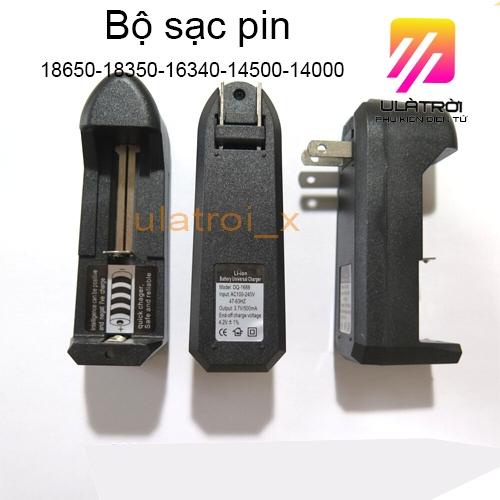 Sạc 1 Pin Li-Ion 18650 16340 14500 Cho Đèn Pin Siêu Sáng, Quạt Mini 3 Tốc Độ