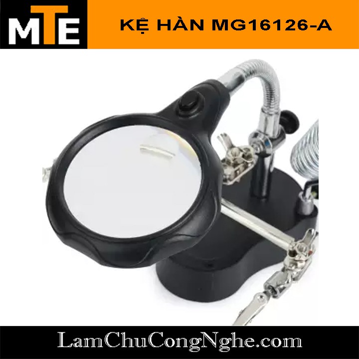 Giá đỡ mỏ hàn kệ hàn loại xịn có tay kẹp + kính lúp + đèn led đi kèm