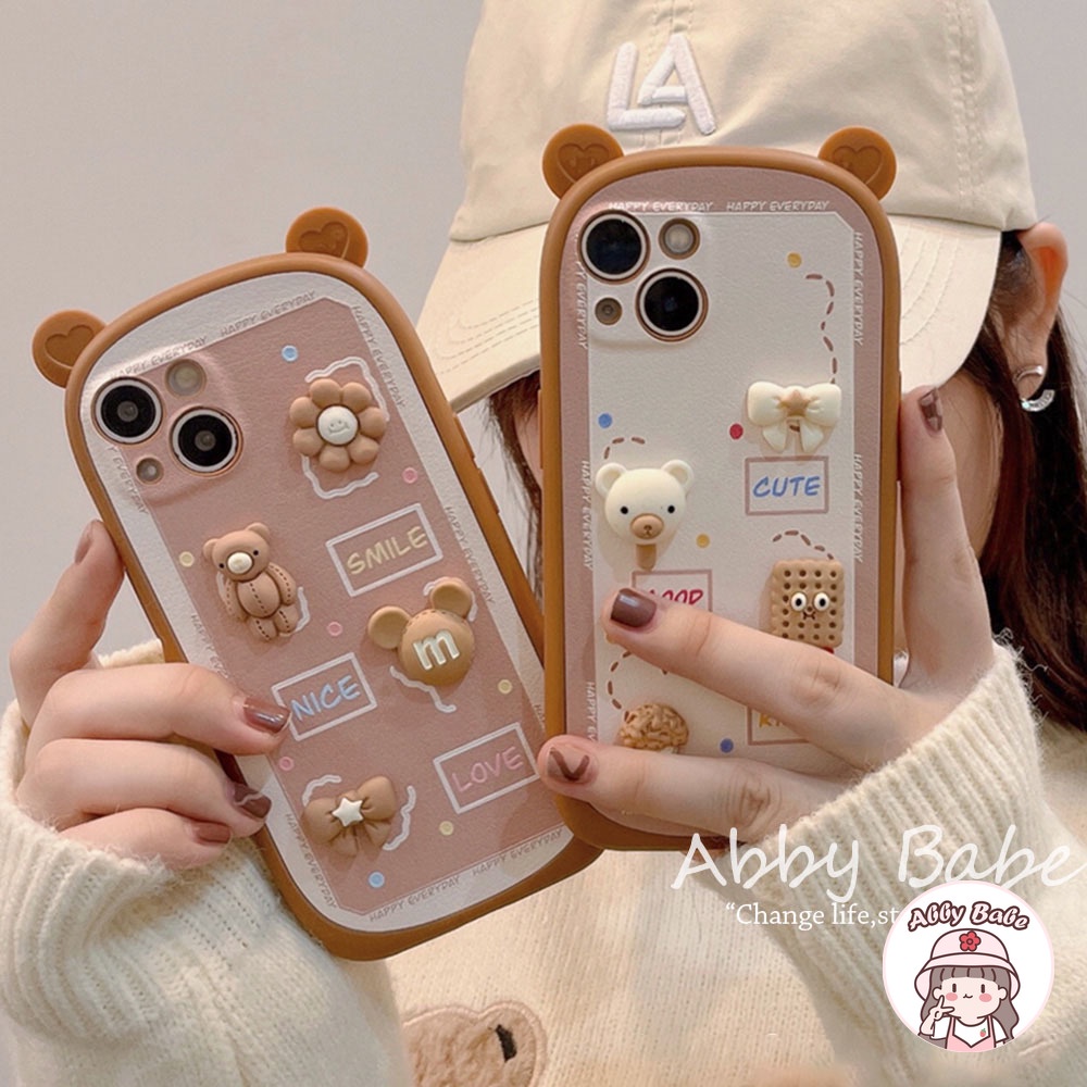Ốp Điện Thoại Da Mềm Chống Sốc Hình Gấu Brown 3D Cho Iphone 13 12 11 Pro Max X XS XR 8 7 Plus