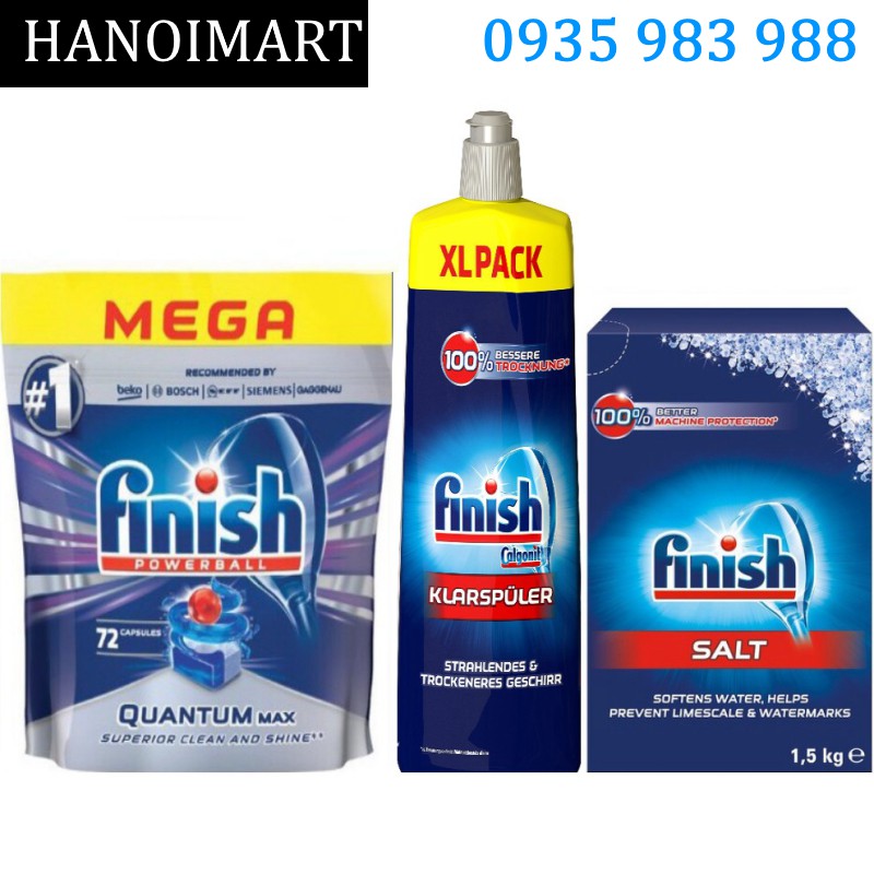 Combo Viên Finish Quantum 72 tabs + Muối Finish 1.5kg + Nước làm bóng bát Finish 750ml0000 - HANOIMART