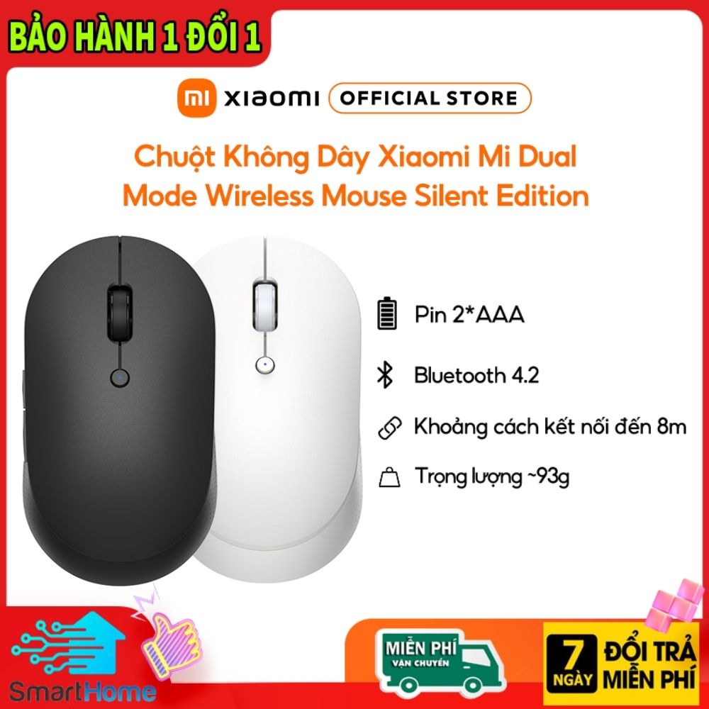 Chuột không dây Xiaomi Mi Dual Mode Wireless Mouse Silent Edition - Bluetooth 4.2 & RF 2.4GHz, Không tiếng ồn