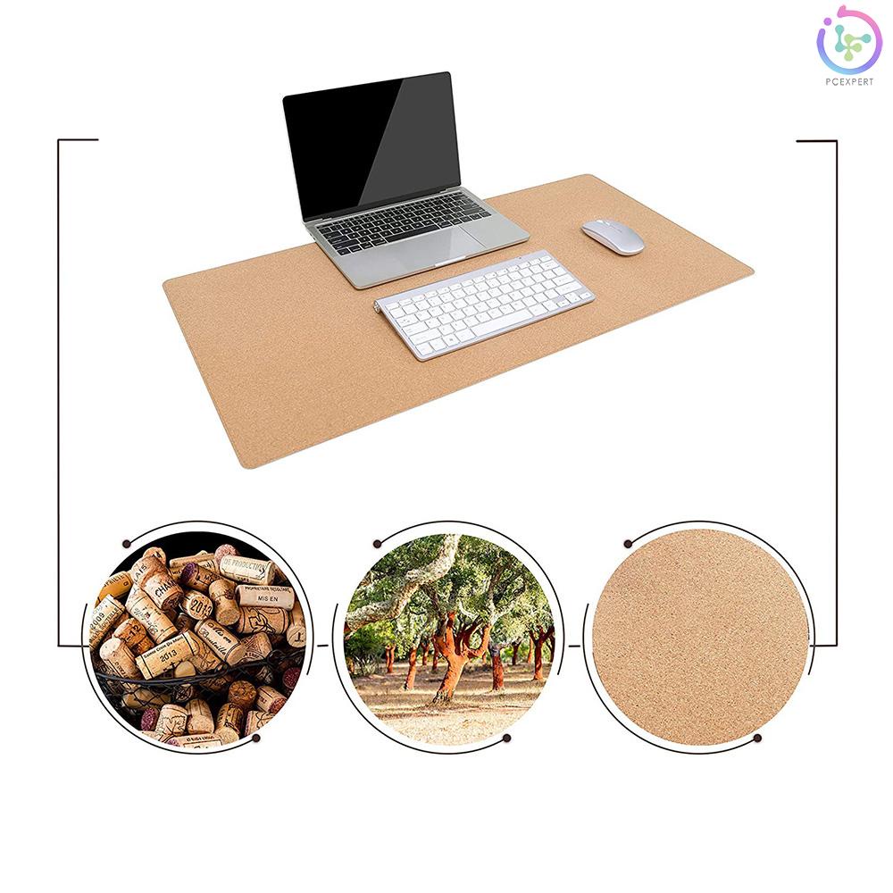 Double-Sided Mouse Pad Eco-friendly Cork PU Leather Desk Mat Waterproof Dustproof Mouse Mat for Home Office Game Brown 60*35cm