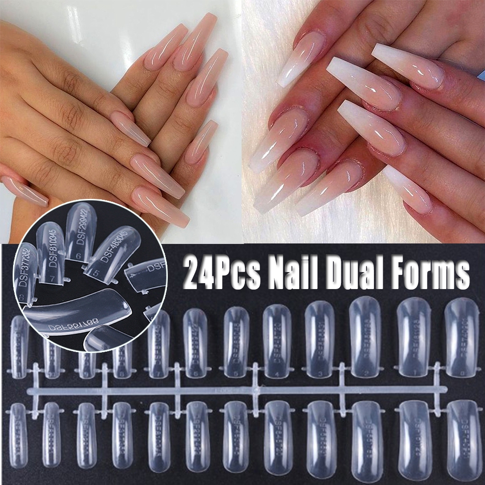 Bộ 24 khuôn móng tay giả trong suốt chuyên nghiệp