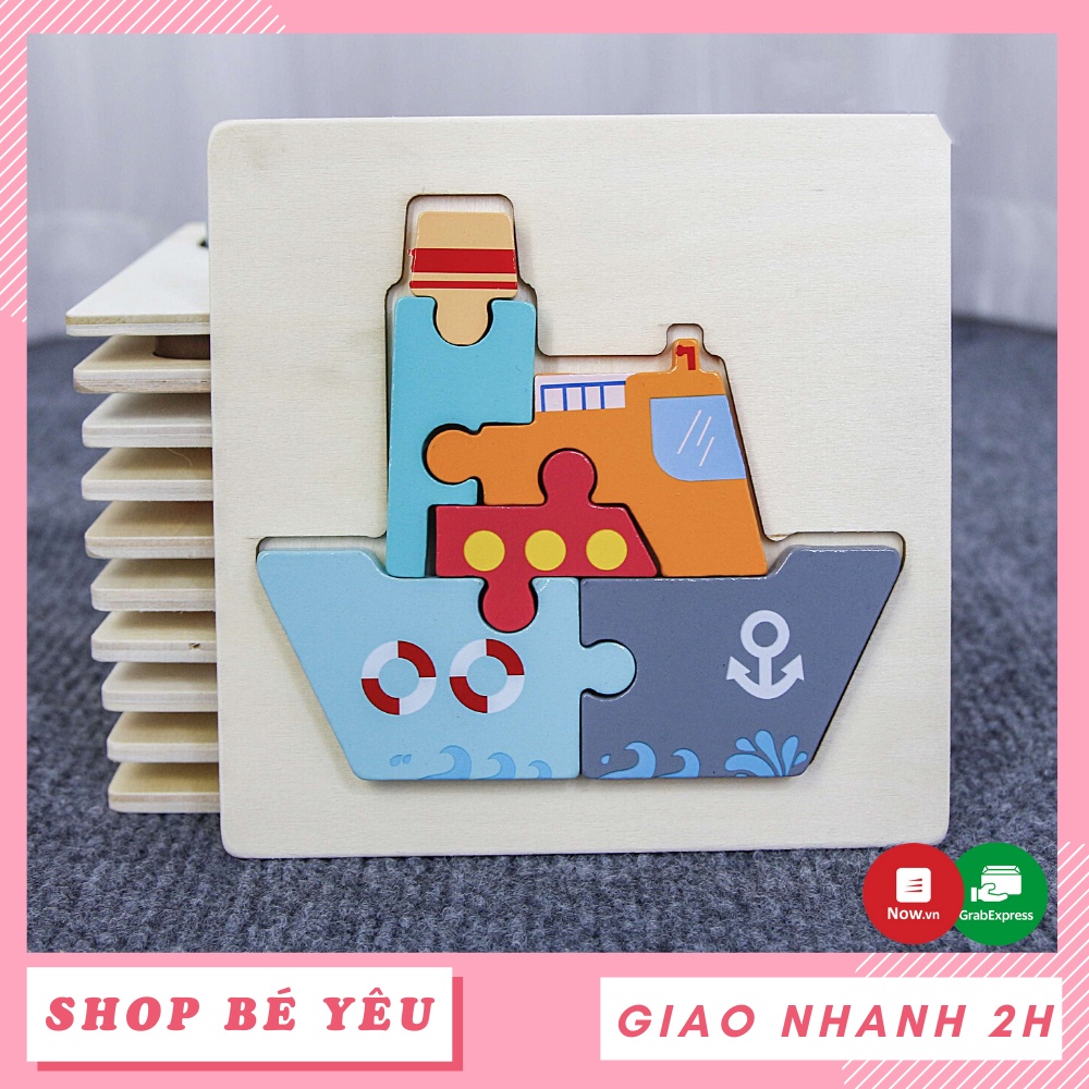 Đồ chơi xếp hình lắp ráp  𝑭𝒓𝒆𝒆𝒔𝒉𝒊𝒑  Đồ chơi ghép hình nổi 3D bằng gỗ cho bé phát triển Toys House mẫu tàu thuỷ