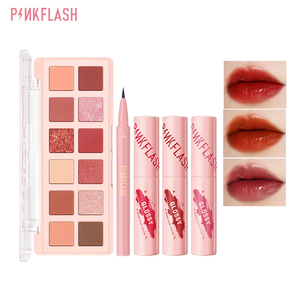 PINKFLASH Bộ trang điểm làm đẹp Son môi  Kẻ mắt Bảng phấn mắt