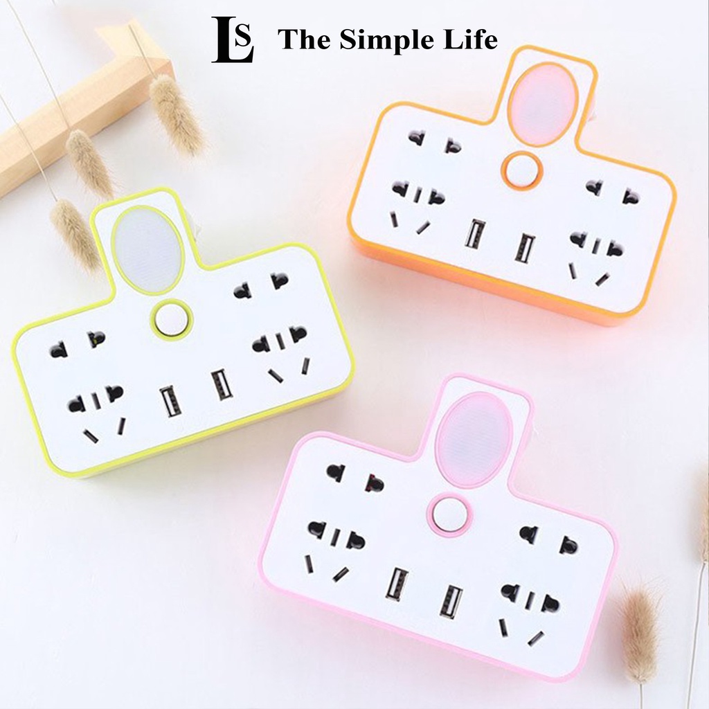 Ổ cắm điện hình chữ T phát sáng, ổ điện chống quá tải tích hợp cổng sạc usb đa năng, chống giật gắn tường [CHÍNH HÃNG]