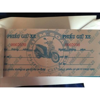10 Quyển Phiếu Giữ Xe In Sẵn
