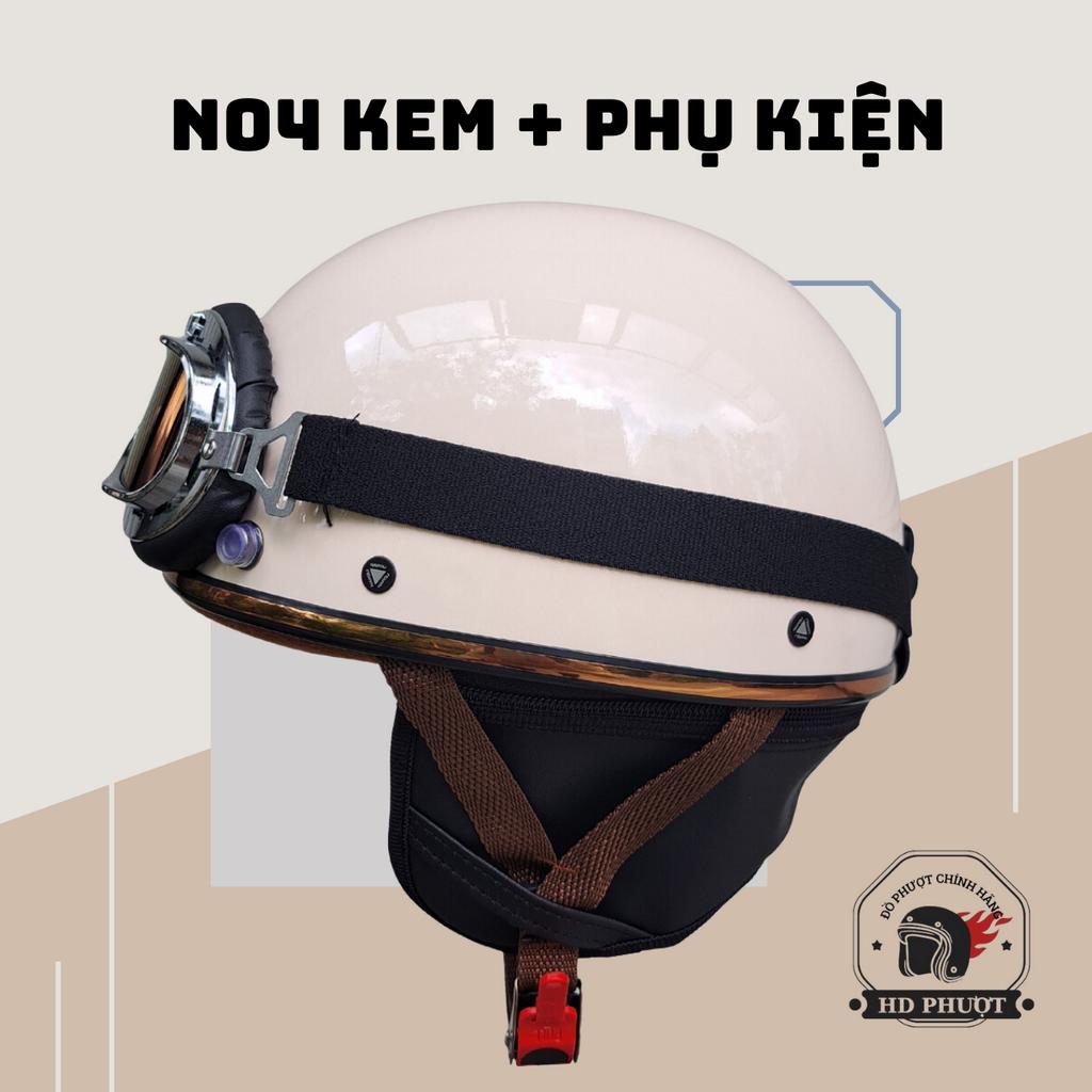 Mũ Bảo Hiểm ½ Đầu Napoli Haley N04 cá tính [Free Size: 55 - 58 cm] [Kem Bóng] - Bảo Hành 12 Tháng