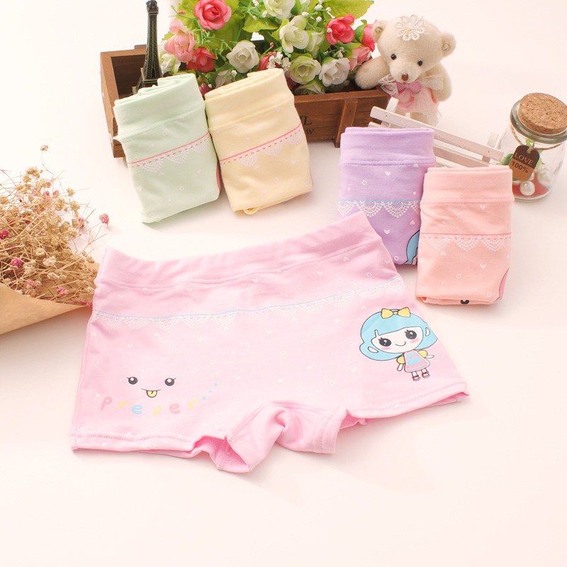 Sét 4 Chiếc Quần Chíp Bé Gái Cotton Phối Ren -Hàng Quảng Châu Cao Cấp (QC11)
