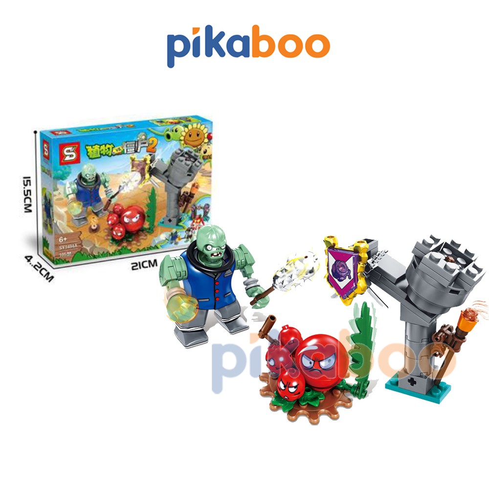 Đồ chơi xếp hình Pikaboo Zombie đại chiến hoa quả chất liệu nhựa bền đẹp chắc khỏe và an toàn