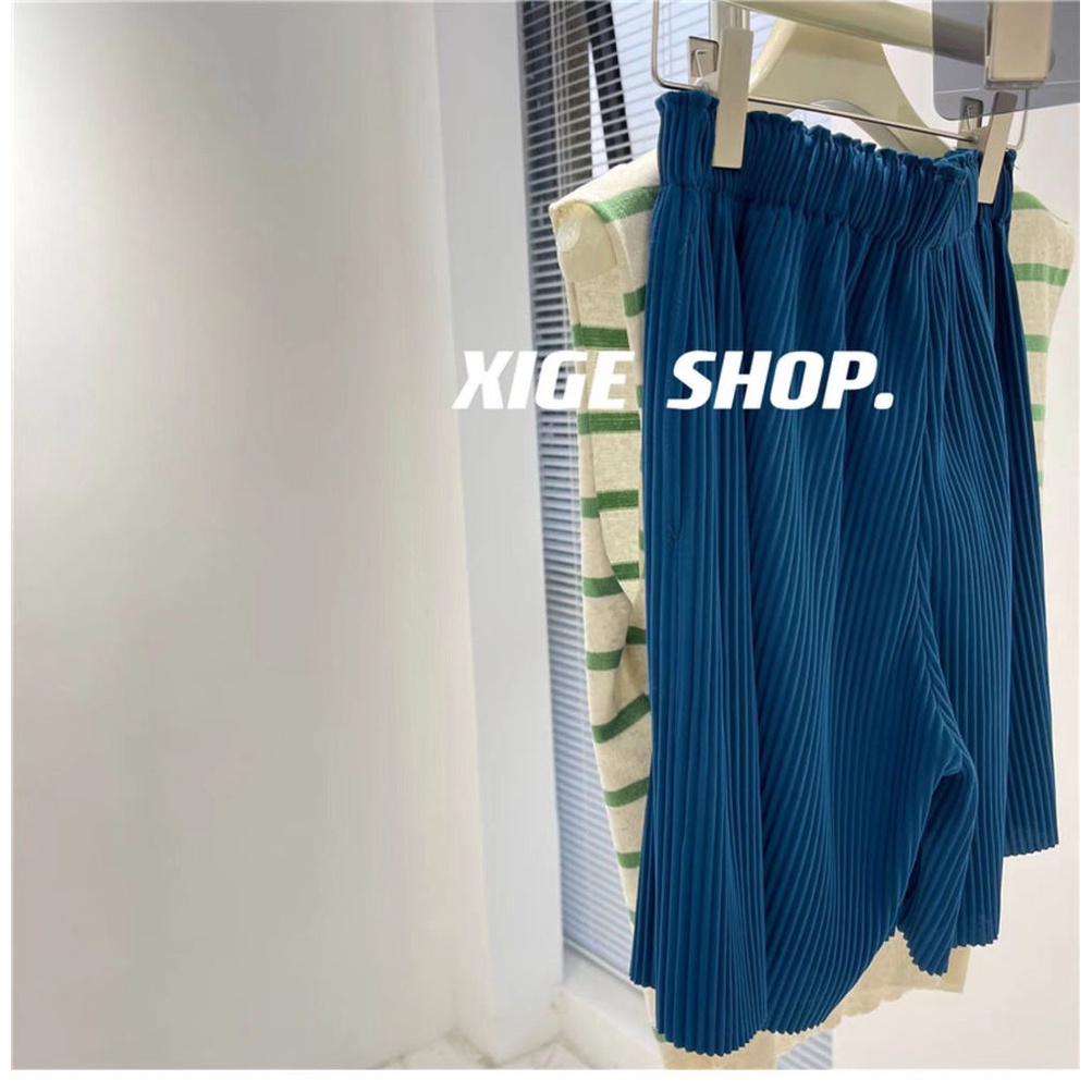 Quần ngắn ống rộng Lưng Cao Co Giãn Màu Sắc Kẹo Ngọt Thời Trang Mùa Hè Cho Nữ