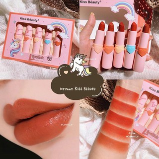 Full Set 5 Cây Son Kiss Beauty Vỏ Hồng con ngựa Unicorn Colors