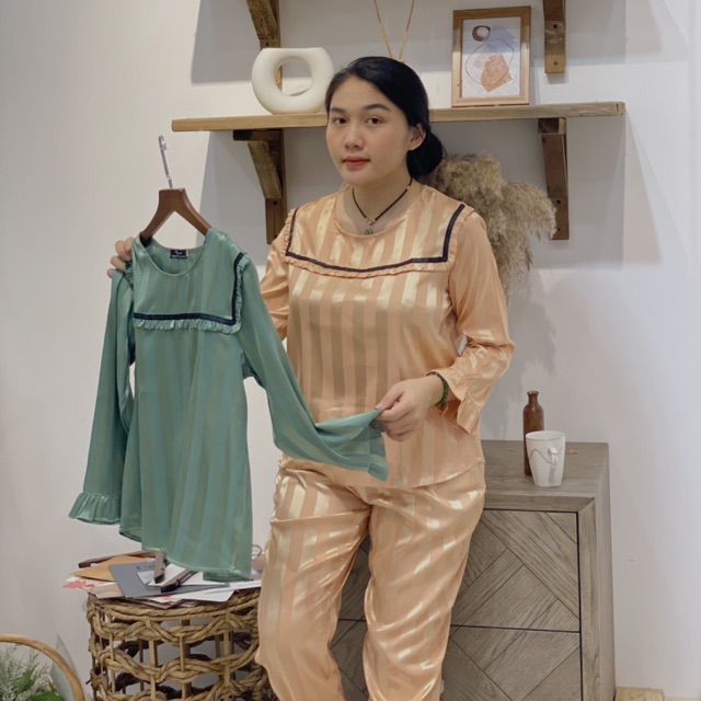 BỘ PIJAMA LỤA ĐÀI TAY CAO CẤP 2021 [ SALE ]