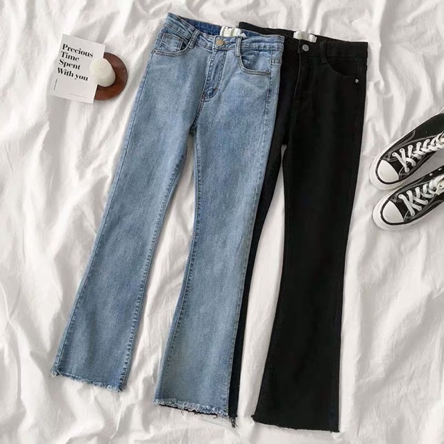 Quần jeans ống loe Ulzzang / Quần bò loe lưng cao hàn quốc [Order]