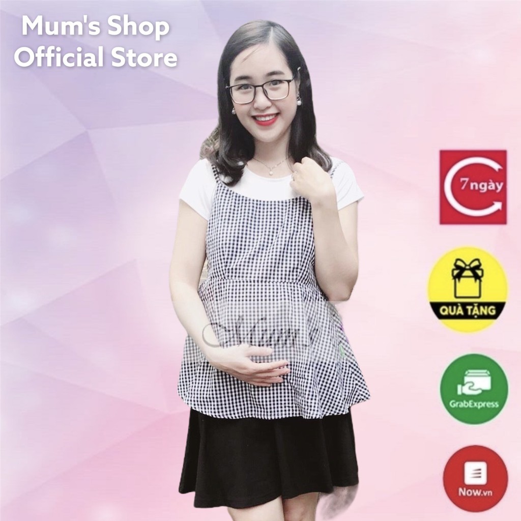 ÁO BẦU FREESHIP VẢI thô caro đen trắng 2 dây nơ sau lưng (không kèm áo mặc trong)